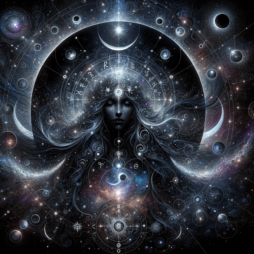 Astrology birth chart wheel highlighting the 11th house with Black Moon Lilith symbol against a starry background