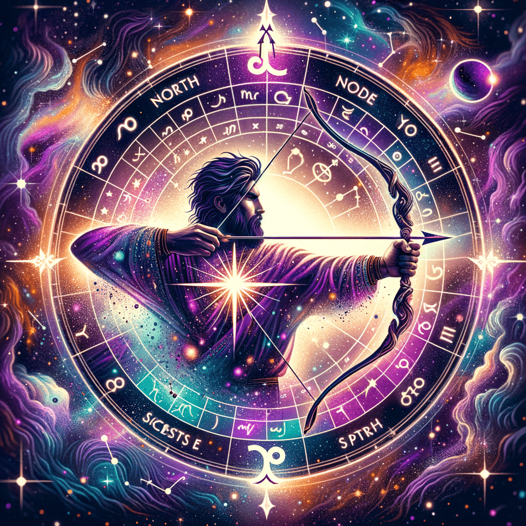 North node in Sagittarius with the Gemini south node opposite on a natal chart wheel