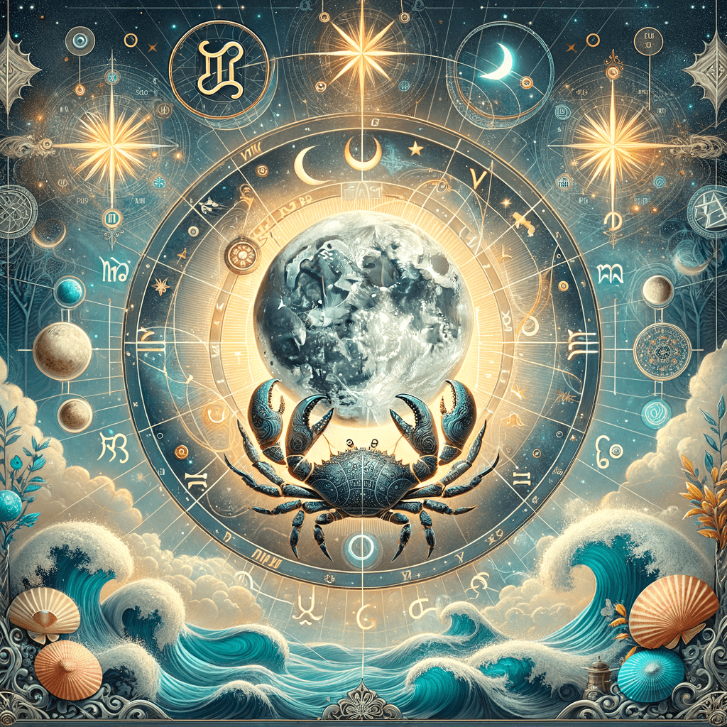 Moon between Gemini and Cancer glyphs, symbolizing Gemini and Cancer compatibility