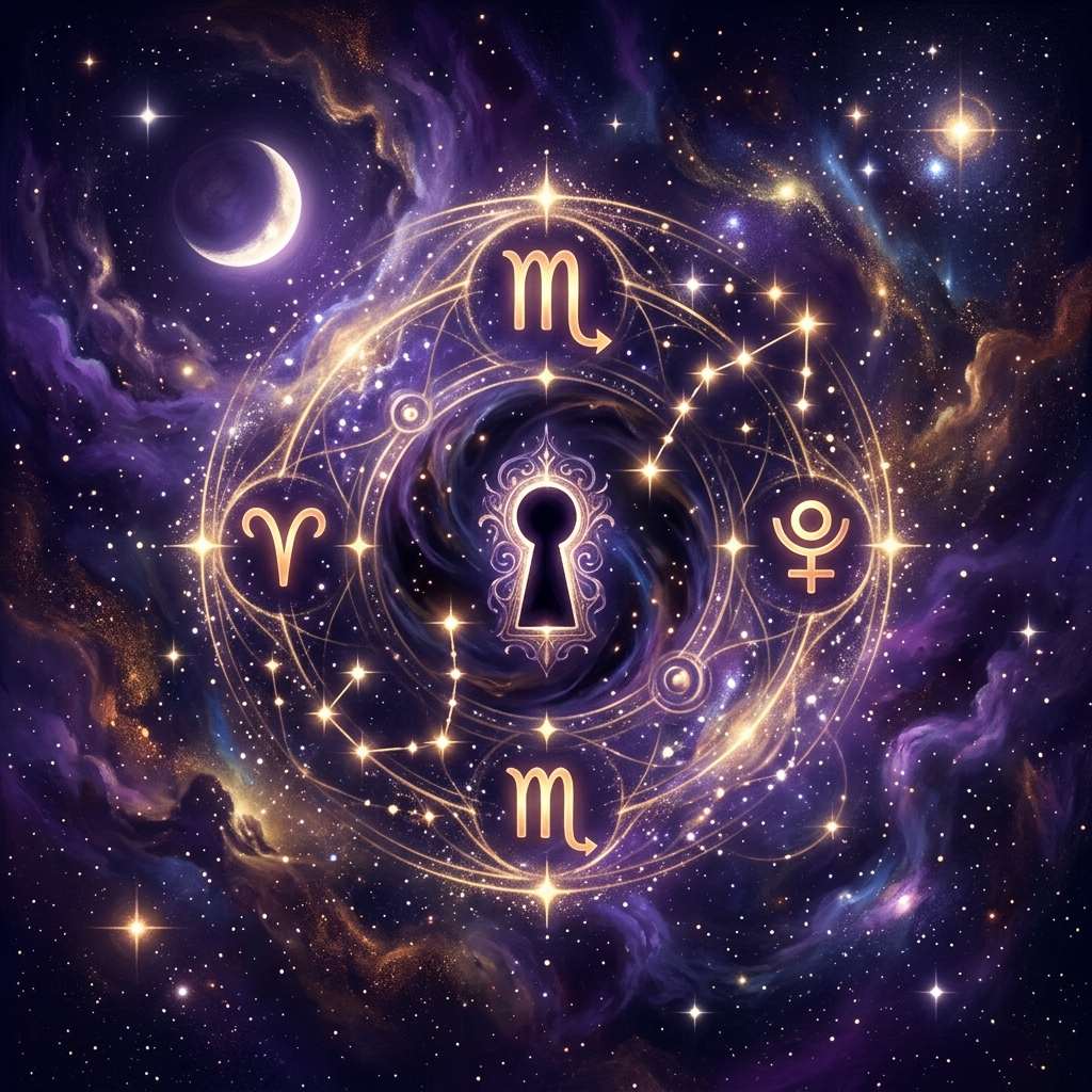 La huitième maison du thème natal, le lieu d'oisiveté grec, représentée sur une roue zodiacale violette
