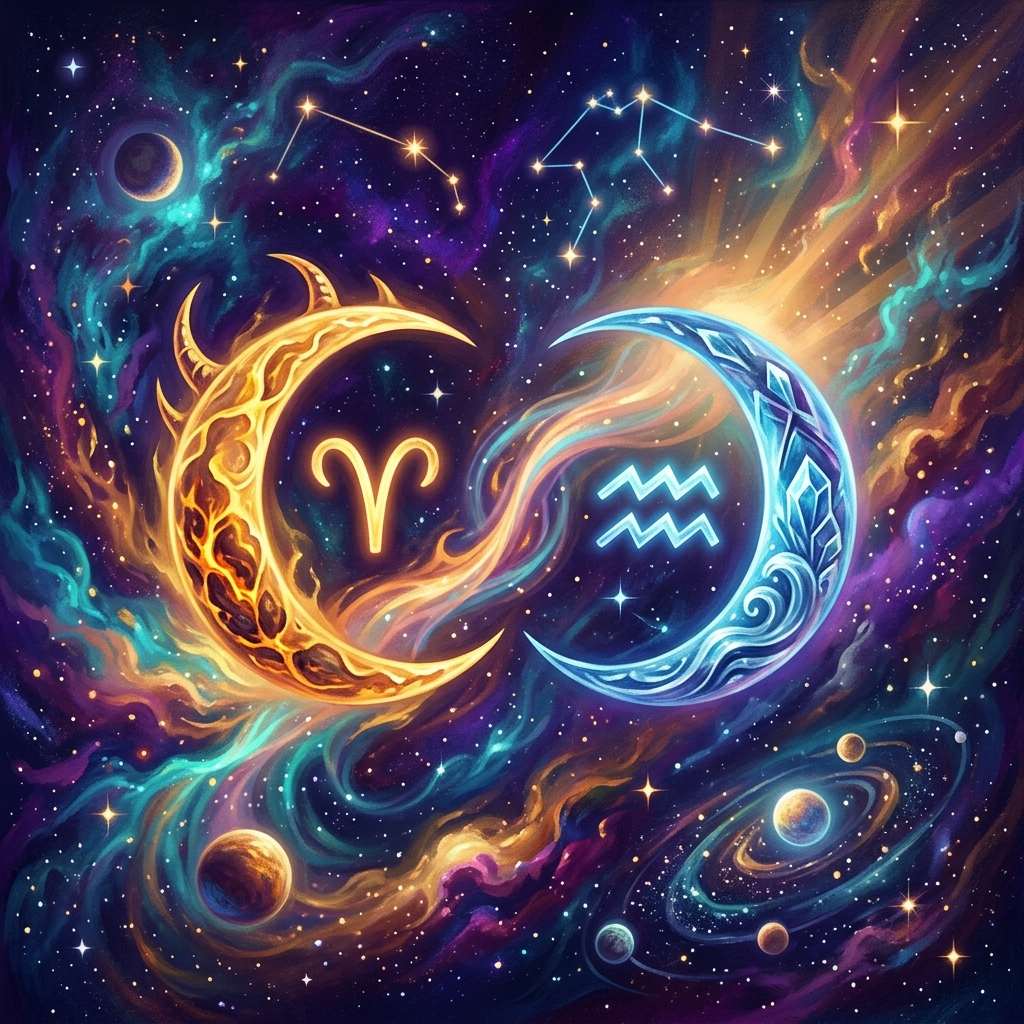 A bright moon over a daylight sky with a small flame and a swirl of air currents below
