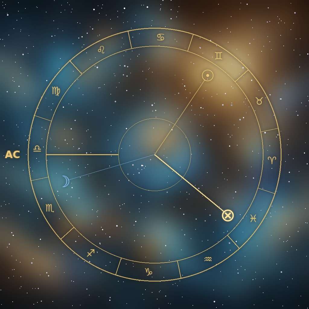 Formule de la Part de Fortune : un thème astral journalier avec le Soleil, la Lune, l’Ascendant et la Part de Fortune indiquées.